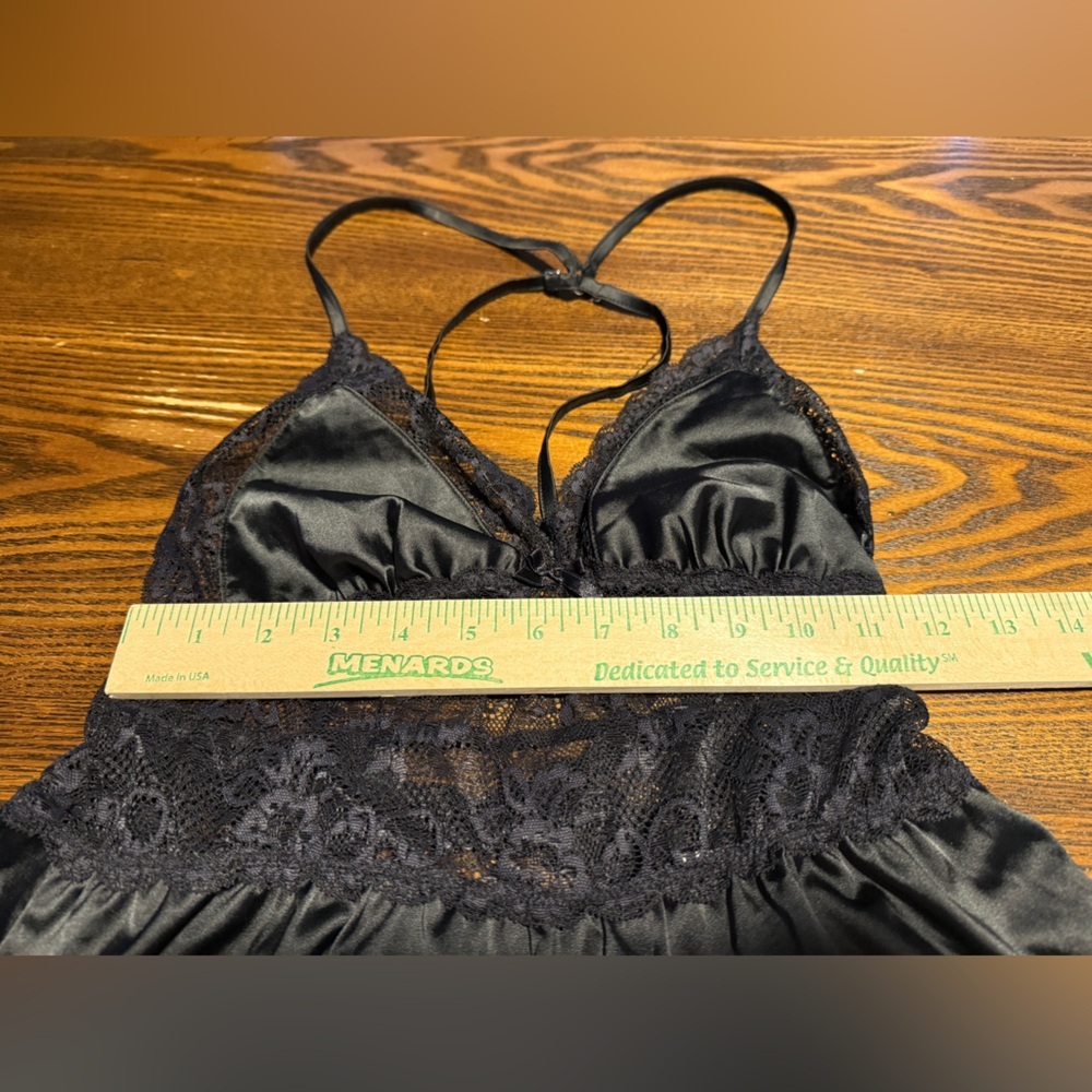 Forever 21 Black Lace Satin Lingerie Romper Teddy Sleepwear Women’s Size Small - Picture 12 of 15